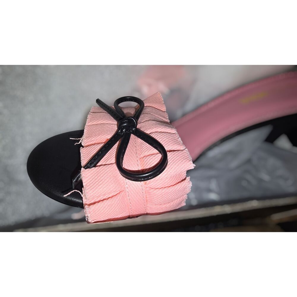 Size 6 Betsey Bow Mules - Black/Pink